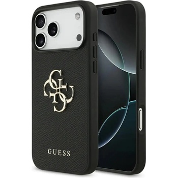 GUESS Калъф Guess Grained Big 4G & Classic Logo за iPhone 17 Pro Max - черен (3666339524906)