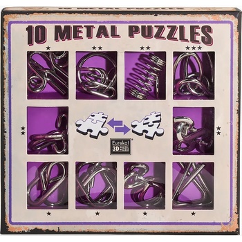 Eureka Комплект метални логически пъзели Eureka - 10 Metal Puzzles Set, лилав (473359)