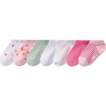 LUPILU Dívčí nízké ponožky 7 párů vzor růžová světle růžová bílá mintová