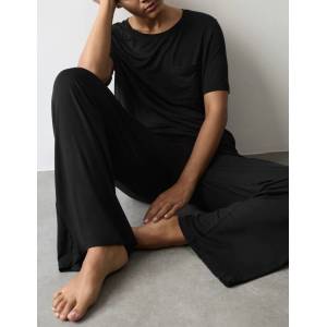 Marks & Spencer Долни части на джърси пижами с широки крачоли Marks & Spencer черна Marks & Spencer | Cheren | ЖЕНИ | XL REG
