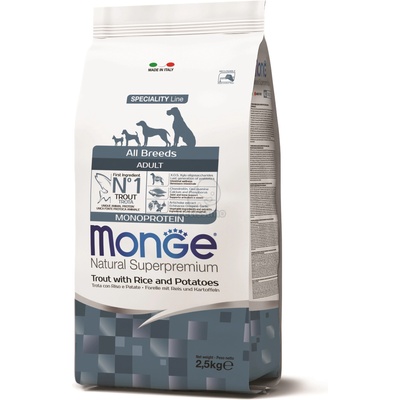 Monge Speciality Line All Breeds Adult Monoprotein суха храна за кучета - пъстърва, ориз и картофи 2, 5 кг
