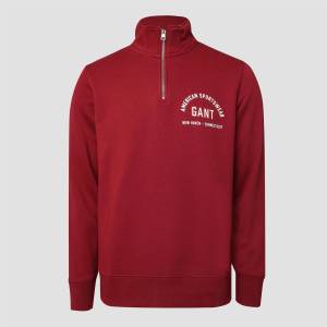 Gant Блуза Gant Printed Graphic Half Zip Sweatshirt - Red
