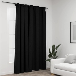 Pure Line Home Завеса с ленена текстура в цвят антрацит с перделък, 290 x 245 см