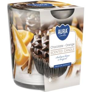 BISPOL Ароматна свещ в чаша Bispol Aura - Chocolate-Orange, 100 g (sn72s-54)