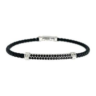 Infinitysilver kožený náramek s černou zirkonovou ozdobou SB18067718
