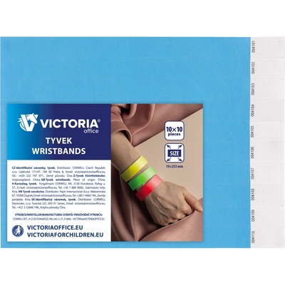 Identifikačný náramok, 3/4", tyvek, svetlomodrý, VICTORIA OFFICE