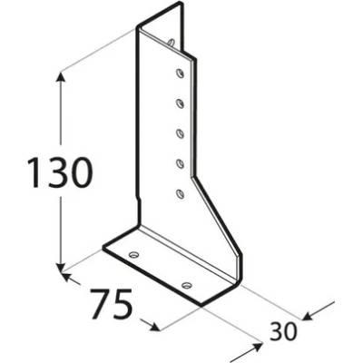 Domax 30x130x75x2,0 mm Trámová papuča delená pravá WBD130 P