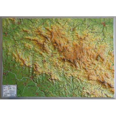 Georelief Šumava a Bavorský les - plastická mapa 40 x 30 cm Varianta: bez rámu, Provedení: plastická mapa