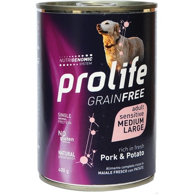 Prolife Grain Free Sensitive Adult Medium Large Pork & Potatoe 24 x 400 g