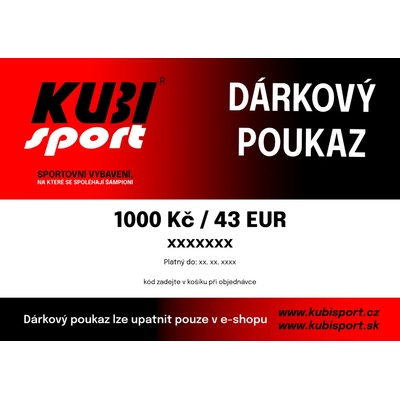 Kubisport Darčekový poukaz v hodnote 1 000 Kč / 43 EUR