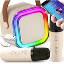 MINI PRZENOŚNY GŁOŚNIK KARAOKE RGB SET DVA MIKROFONY BLUETOOTH USB KABEL