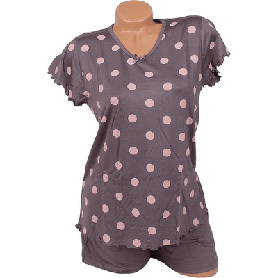 Дамска лятна пижама с къс ръкав в графитен цвят с точки