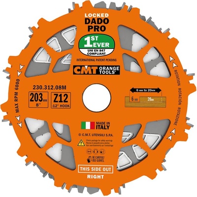 CMT Sada drážkovacích kotúčov Dado Pro D203x6,2-20 d30 Z12 HW C23031208M
