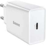 Baseus Мрежово зарядно устройство Baseus Speed Mini 1C, 20W, 1 x Type-C F, Бял - 40414