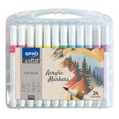 Spree Акрилни маркери SPREE Art Soft Brush, 24 цв