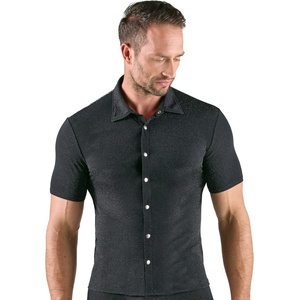Svenjoyment Shimmering Lurex Tight-fitting Shirt with Short Sleeves 2161940 Black XL