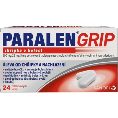 PARALEN GRIP CHŘIPKA A BOLEST POR 500MG/25MG/5MG TBL FLM 24 I