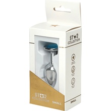 Star Collection Silver Metal Anal Plug S Light Blue Stone