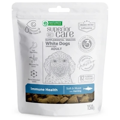 Nature's Protection Superior Care White Dogs Immune Health with Herring- снакс за подържане на имунната система на бели кучета с херинга- 150гр