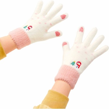 Плетени зимни ръкавици за тъч екрани - HR Women Braided Gloves (бял)