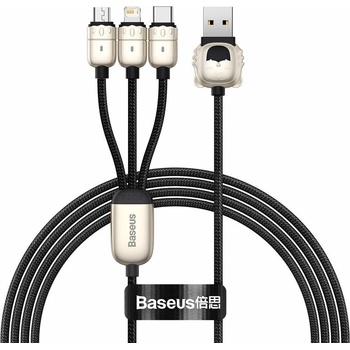 Baseus Кабел Baseus Year of the Tiger 3-in-1 (CASX010001), от USB-A(м) към Lightning(м)/USB-C(м)/USB-Micro(м), 1.2m, 3.5A/17.5W, черен (CASX010001)