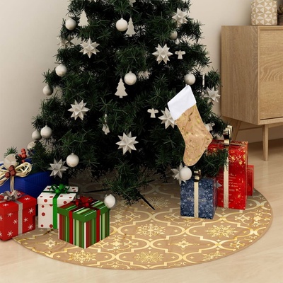 Nabytek XL Luxusní podložka pod vánoční stromek s punčochou žlutá 122 cm