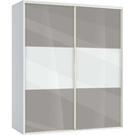 Bogdan Furniture G Гардероб с плъзгащи врати Мебели Богдан, модел BM-Ava 4, бял гланц и сиво