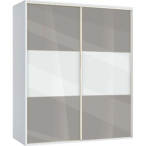 Bogdan Furniture G Гардероб с плъзгащи врати Мебели Богдан, модел BM-Ava 4, бял гланц и сиво