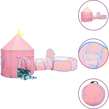 Image 1 of vidaXL Детска палатка за игра с 250 топки розова 301x120x128 см (3107737)