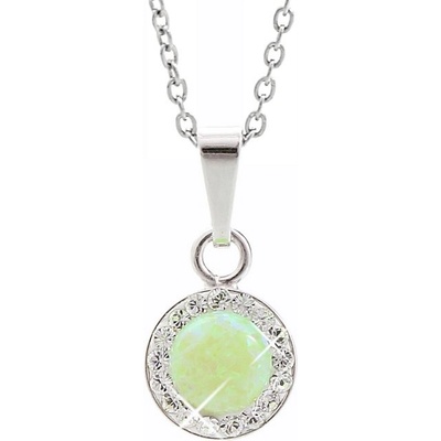 JSB Stříbrný se světle zeleným opálem a krystaly Swarovski Elements kolečko chrysolite opal 15078