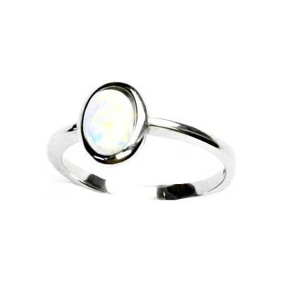 Čištín Zlatý prsten bílé i žluté zlato syntetický bílý opál T 1354