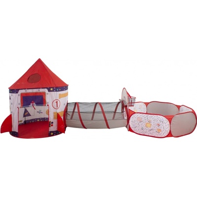 Aga4Kids Detský hrací stan s preliezacím tunelom Raketa
