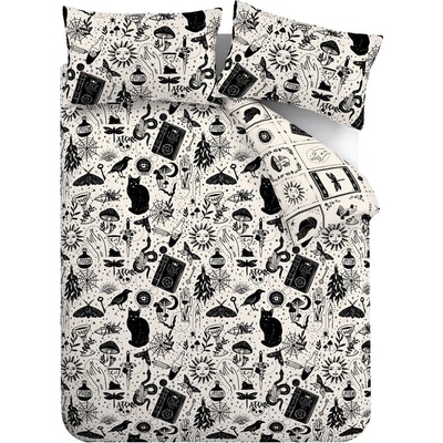 Catherine Lansfield Черно-бежово единично спално бельо 135x200 cm Enchanted Witchcraft - Catherine Lansfield (BD/60598/W/SQS/BLN)