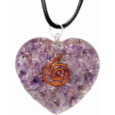 Nefertitis Orgonit srdce přívěsek s ametystem NF16034