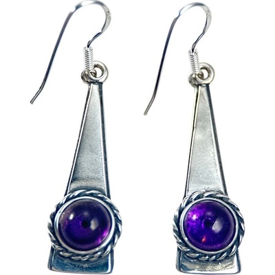 Drakkaria TRIANGLE stříbrné náušnice ametyst P44025