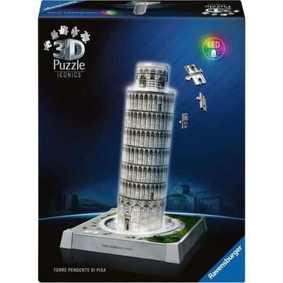 Ravensburger 3D пъзел Ravensburger от 216 части - Наклонената кула в Пиза със Светлини (12008028)
