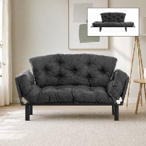 TopMebel Тапициран двоен диван-легло Nitta TopMebel в тъмносив цвят 155x70x85cm