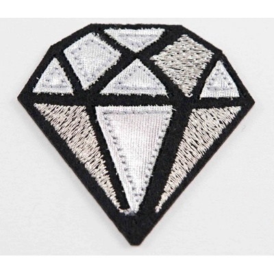 Nažehľovacia záplata - diamant - rozmer 4,5 cm x 5 cm - strieborná, čierna