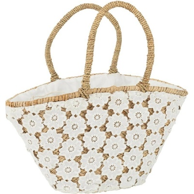 Plážová pletená taška s kvietkovou čipkou Beach Bag Flower 54*24*30cm J-Line by Jolipa