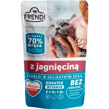 Frendi парченца в деликатен сос с агнешко за котки, 100 г
