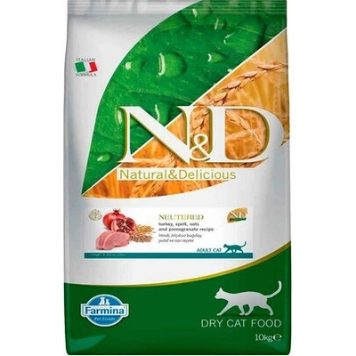 N&D Ancestral Adult Cat Neutered morčacie mäso špalda ovos a granátové jablko 10 kg