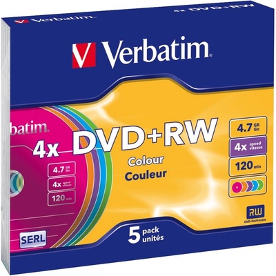 Verbatim DVD+RW 4,7GB 4x, slim case, 5ks (43297)