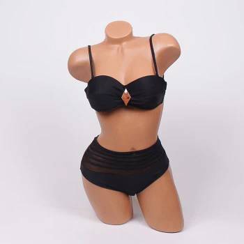 Image 1 of Бански в черен цвят с висока талия