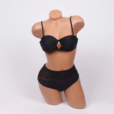 Бански в черен цвят с висока талия