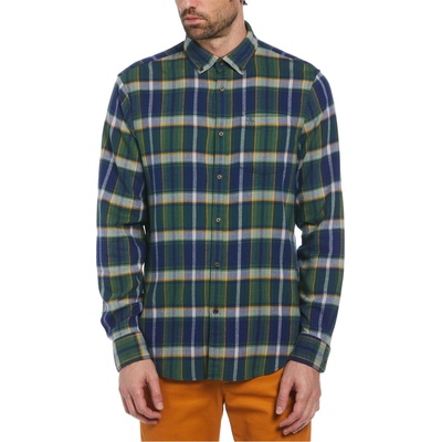 Original Penguin Риза с дълъг ръкав Original Penguin Men's Long Sleeve Patterned Shirt - Medieval Blue