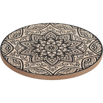 Кръгла дървена подложка за чаша с дизайн мандала
