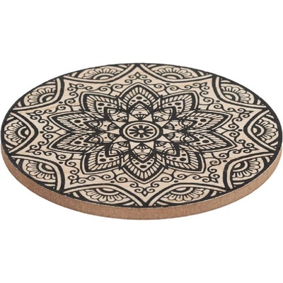 Кръгла дървена подложка за чаша с дизайн мандала