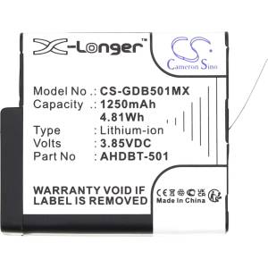 Cameron Sino - Съвместим с GOPRO Hero 5, Hero 6, Hero 7, Hero 8 AHDBT-501, 1250 mAh, 3.85 V; CS-GDB501MX (CS-GDB501MX)