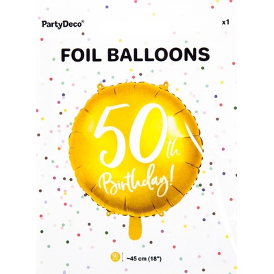 PartyDeco Fóliový balón 50tka zlatý