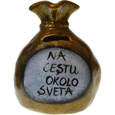 Pokladnička s nápisom - na cestu okolo sveta